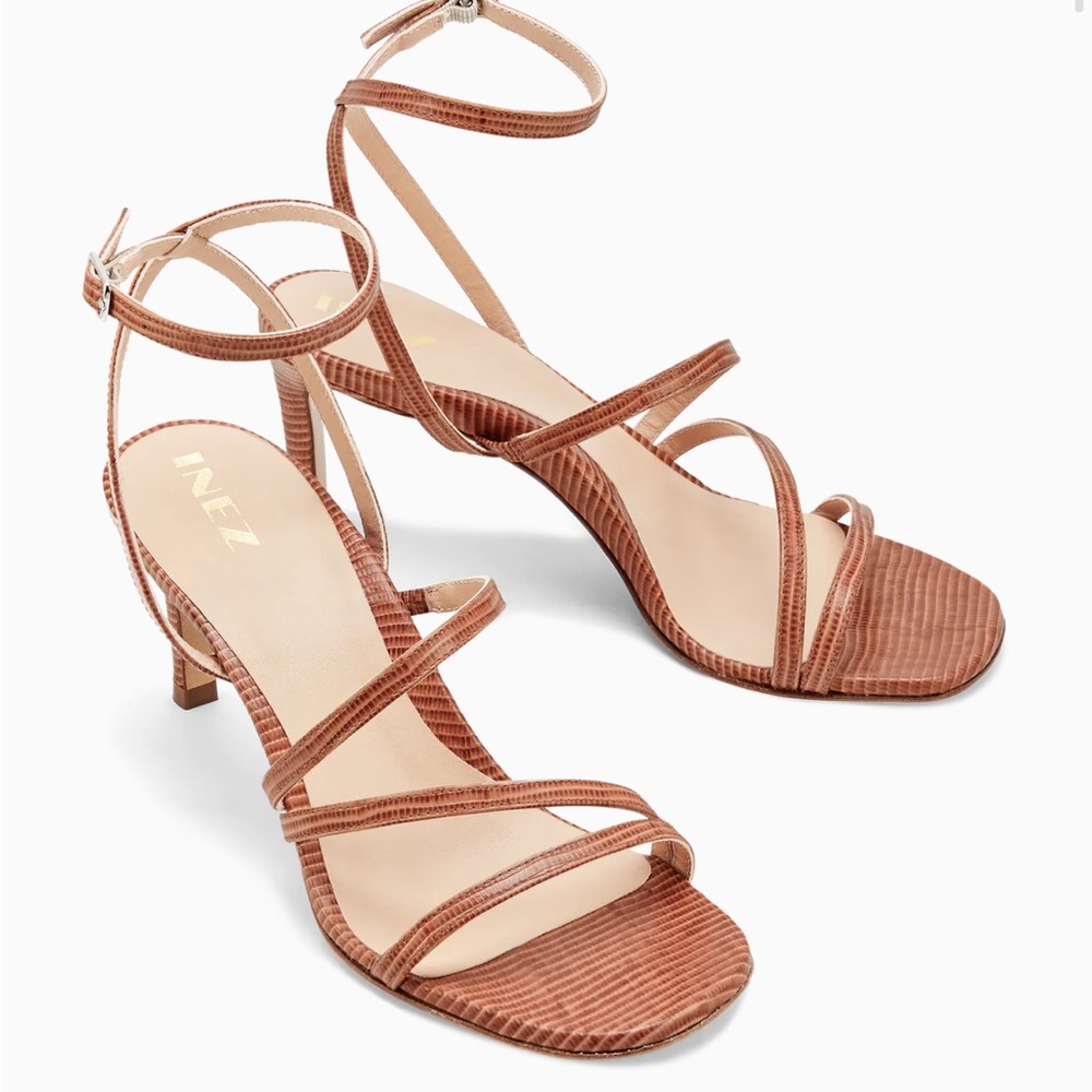 Inez Sofia Sandal in Pink Lizard Emboss, 10